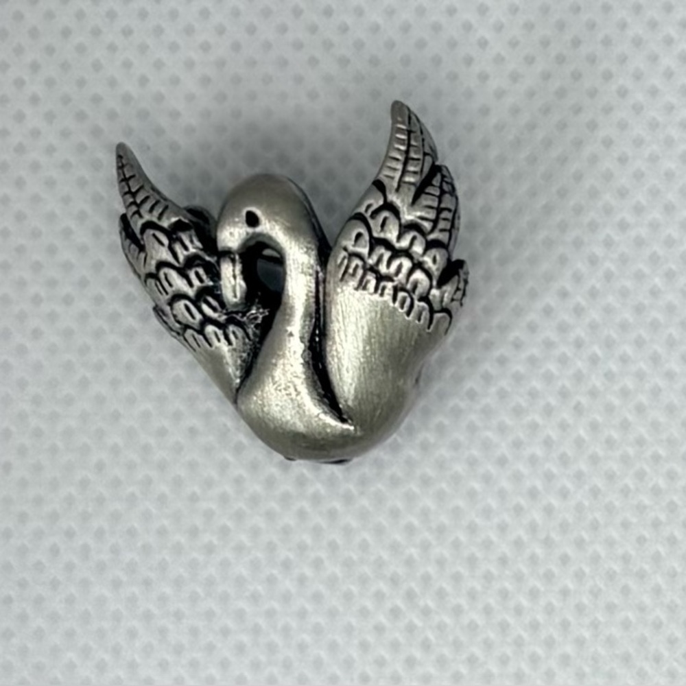 Vintage "Magic" Pewter Swan Bird Brooch